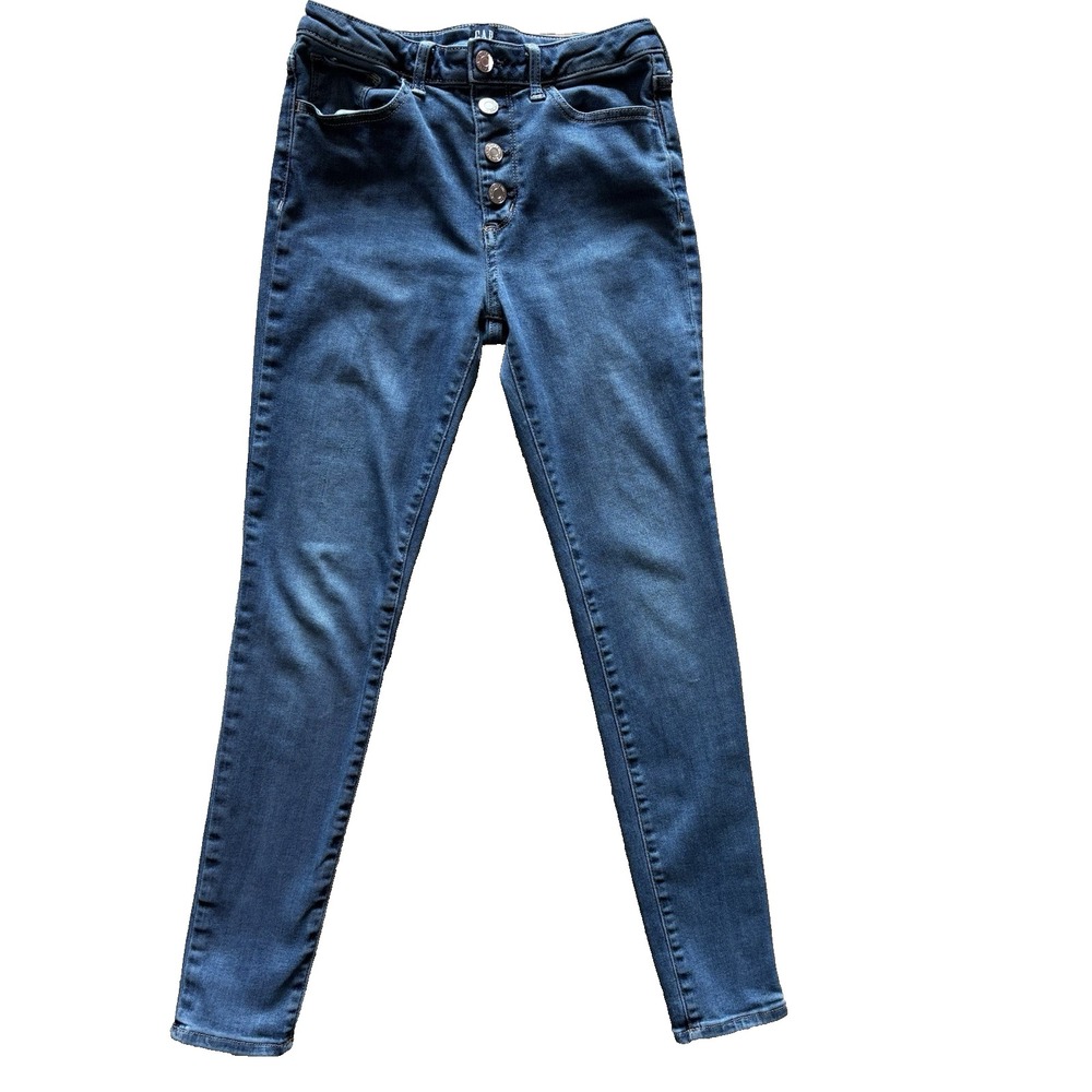 GAP Kids Stretch High Rise Jegging Blue Denim Button Fly Size 14